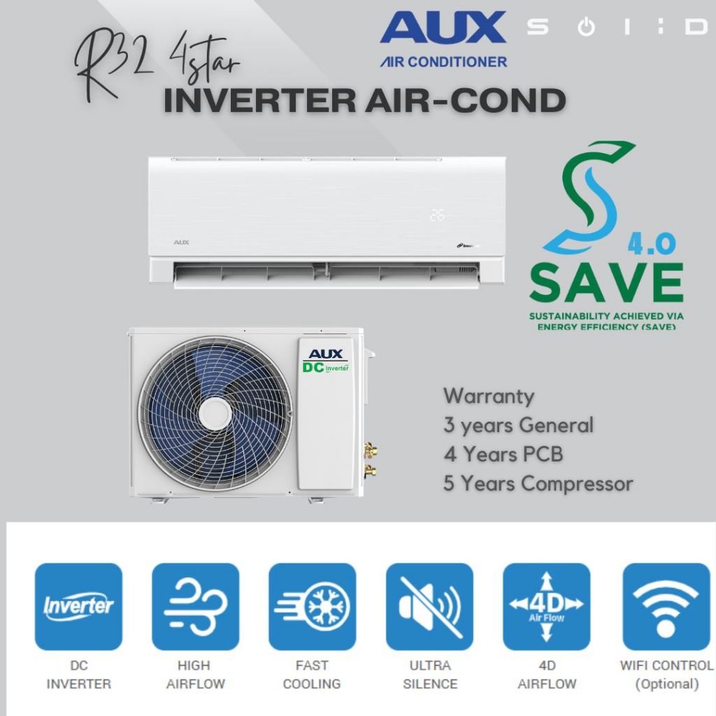 [SABAH ONLY]AUX Inverter Aircond 1.0/ 1.5/ 2.0/ 2.5Hp R32 Jimat Karan ...