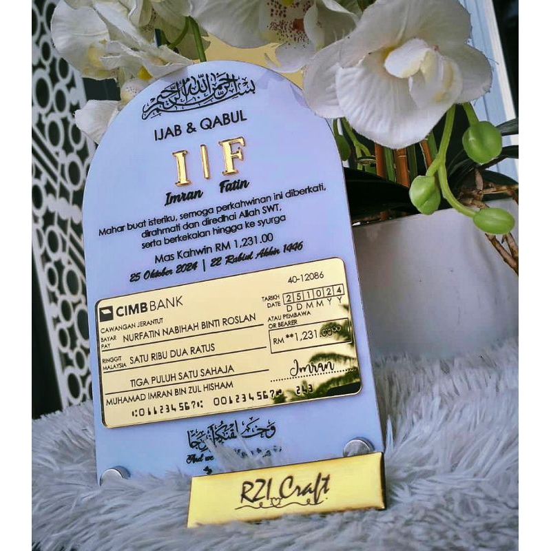 Mahar display, Mahar plate, plate hantaran, kombo, Plat ijab qabul ...
