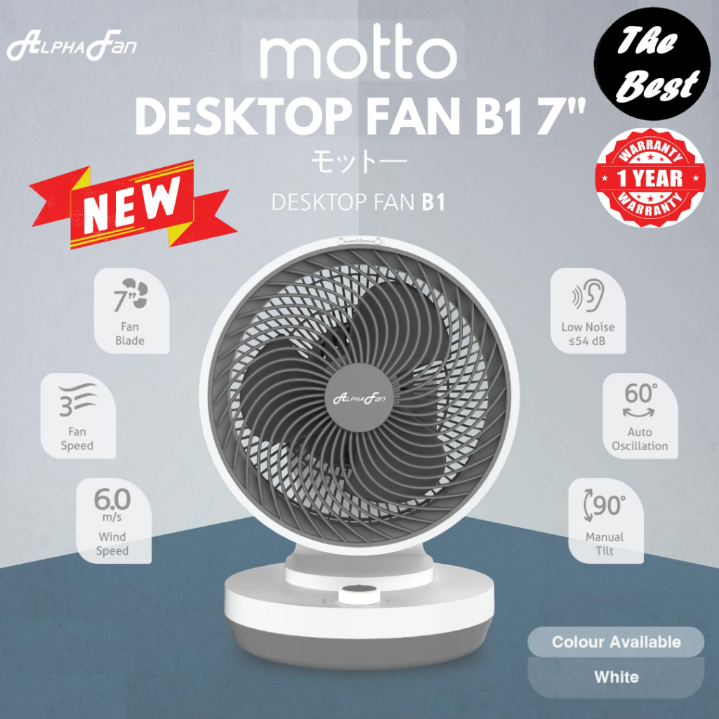 Alpha Fan Desktop Fan B1 7 Inches AC Motor Mini Desktop Fan Adjustable ...