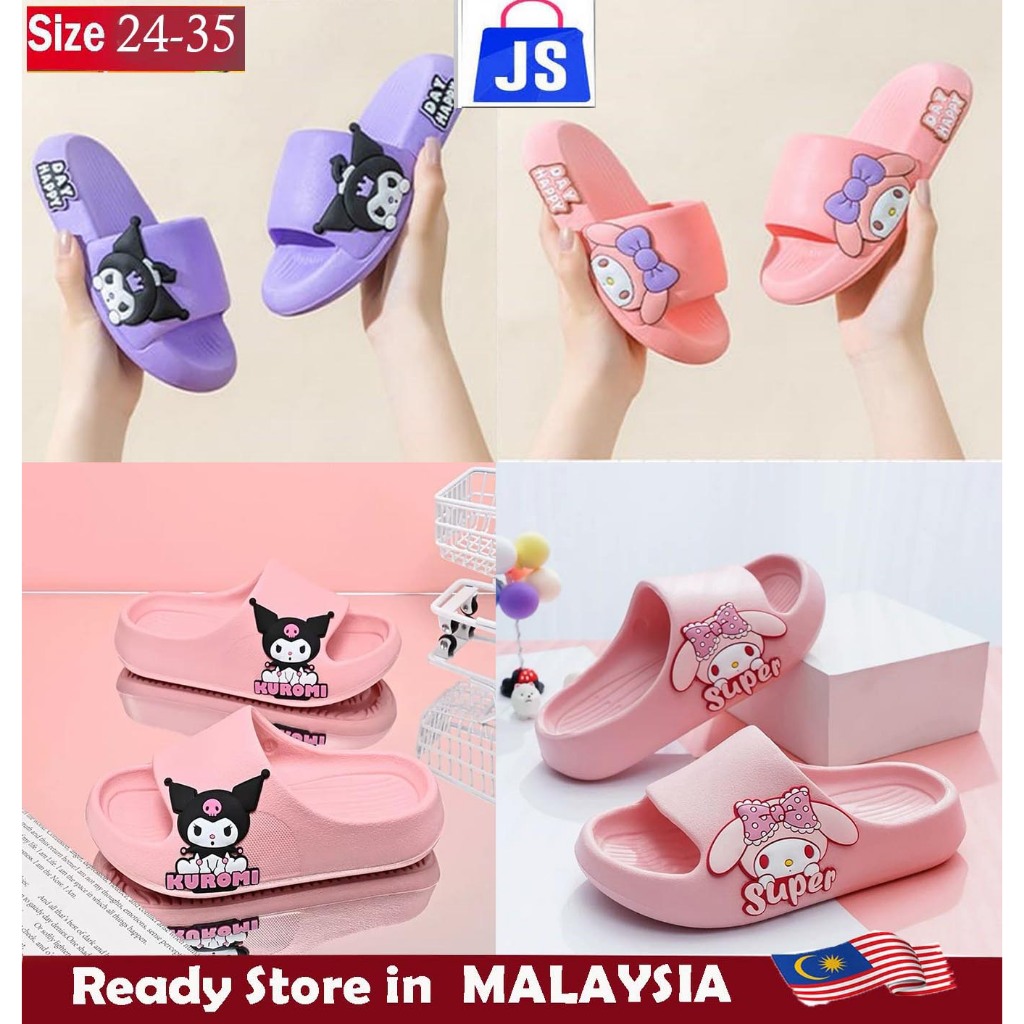 Js Seliper Kuromi Melody/Cute girls Flip-Flops Slippers | Seliper Budak ...