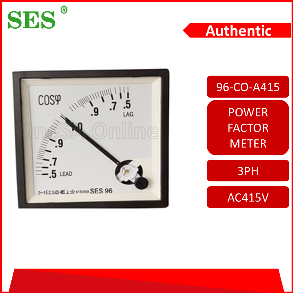 SES SES96-CO-415 Analog Power Factor Meter COS φ Panel Meter 96x96mm AC ...
