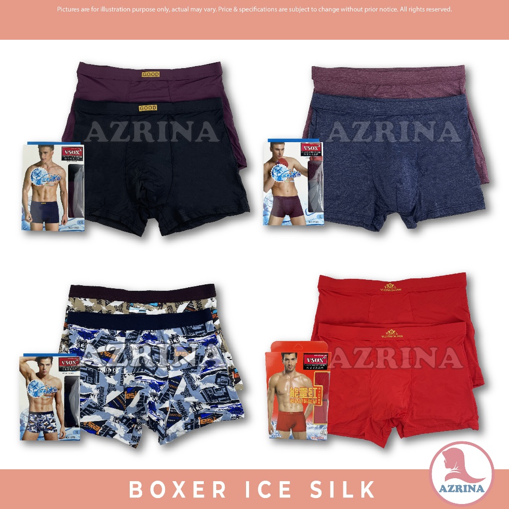 Men Boxer Ice Silk Men Underwear Boxer Lelaki Graphene Antibacterial ...