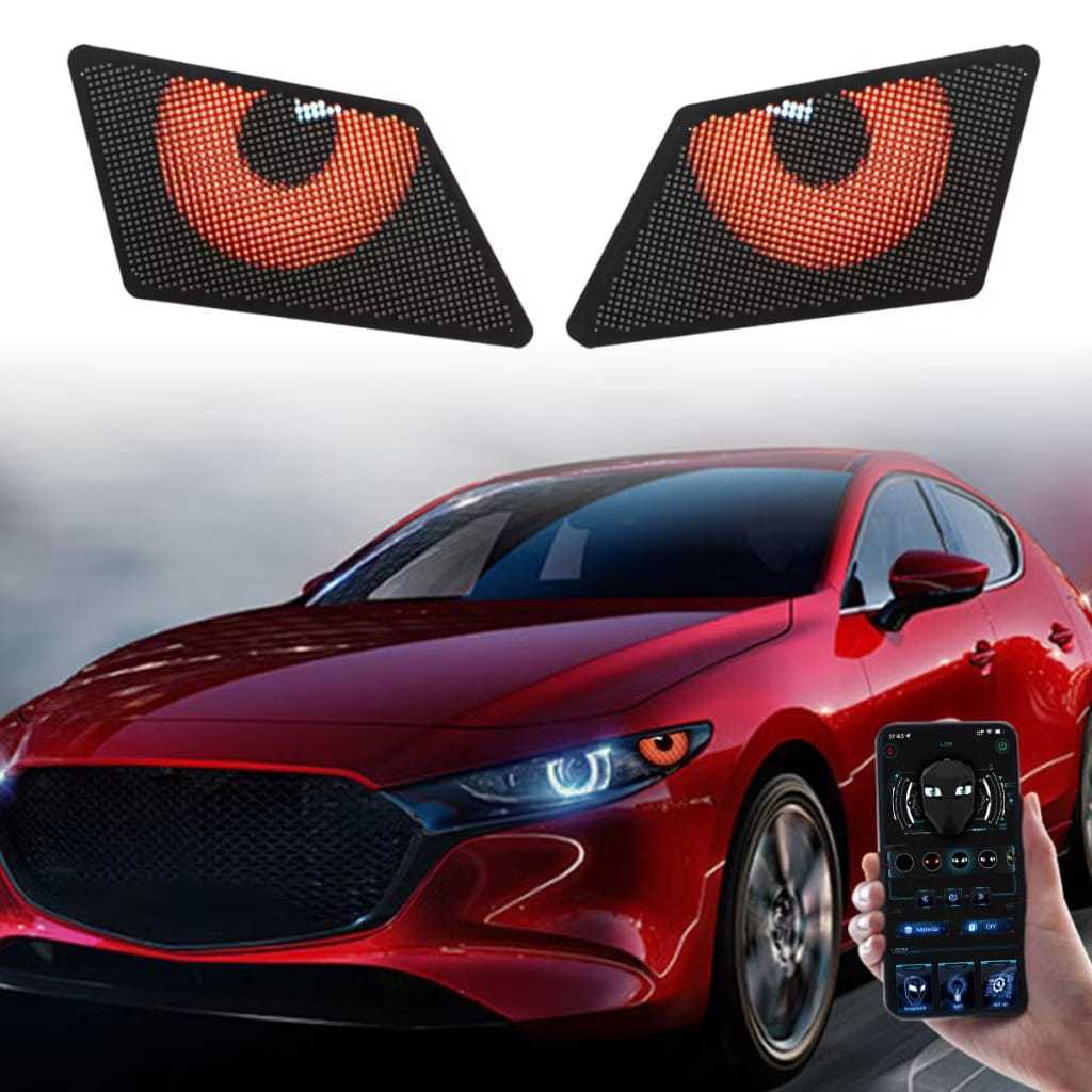 2pcs~ Car LED Devil Eye Light Screen High Quality Acrylic Colorful ...