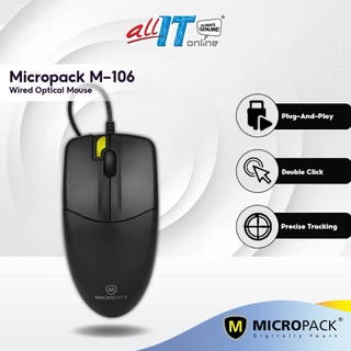 Micropack M-106 Wired Optical Mouse with Double Click, Precise Tracking, Plug-and-Play, Office Mouse