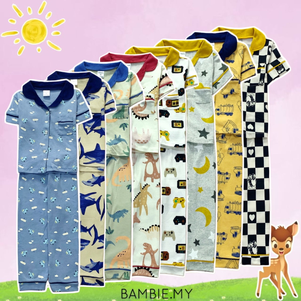 [1y-5y] CATTERS KIDS BUTTON & COLLAR PYJAMAS FOR BOYS (100% COTTON ...