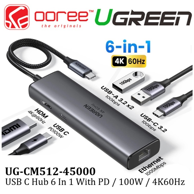 UGREEN CM512 HIGH END USB-C DOCKING 2*USB3.0+ HDMI 4K@60HZ + GIGABIT ...