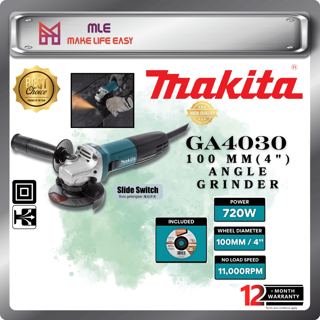 MAKITA GA4030 CORDED ANGLE GRINDER 100MM (4