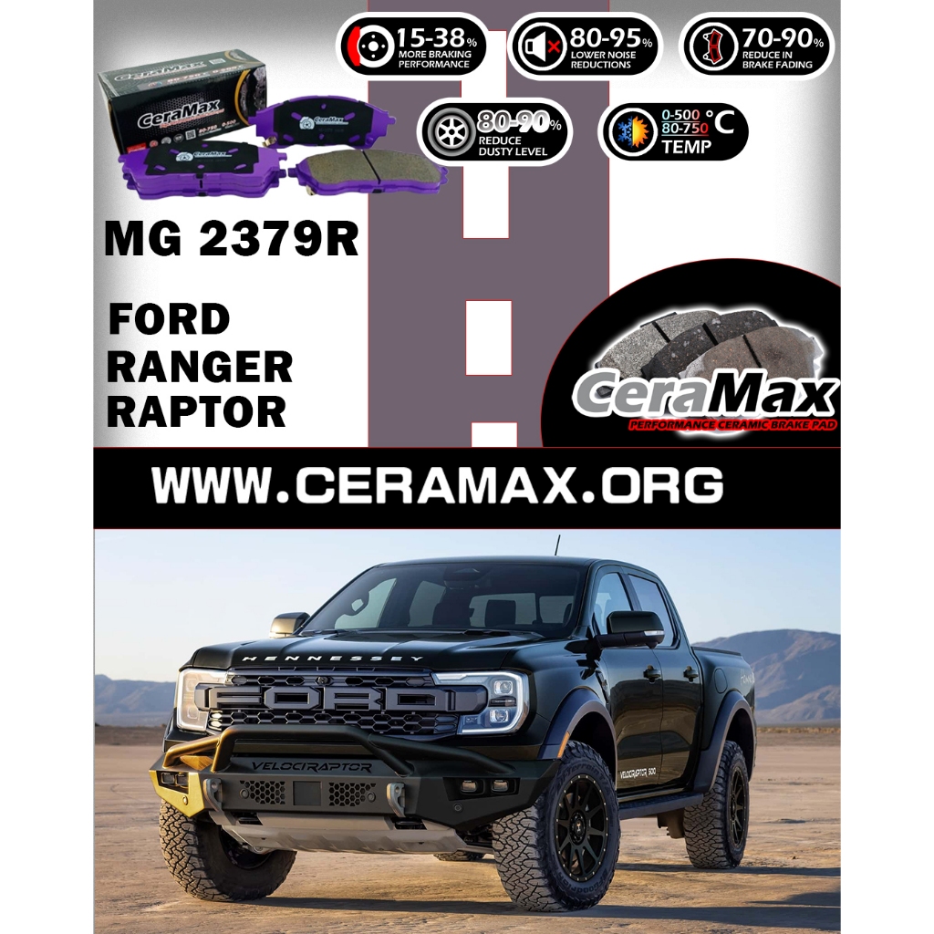 FORD RANGER RAPTOR 2019 MG2379R CERAMAX CARBON CERAMIC FRONT BRAKE PAD ...