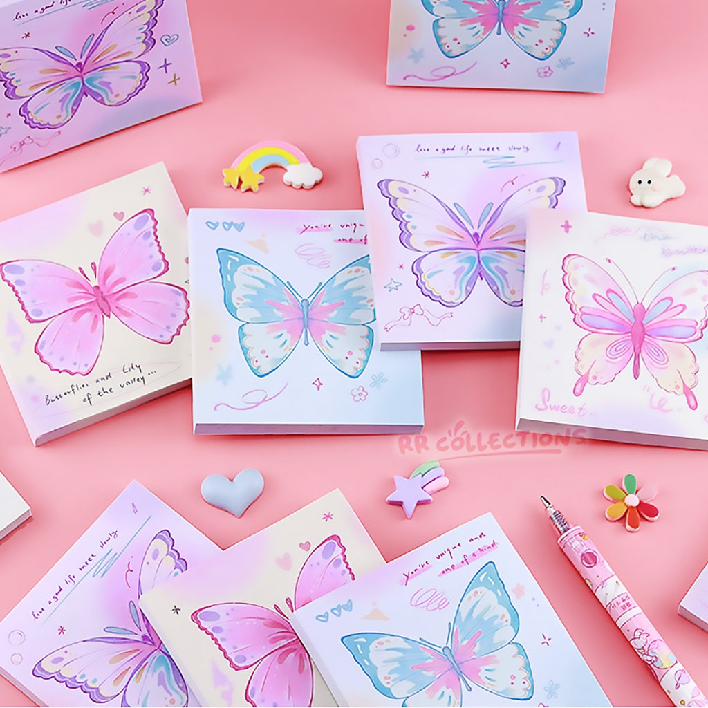 Sticky Note 80 Sheets Gradient Butterfly Notepad Memo Pad 80张渐变蝴蝶便利贴 ...