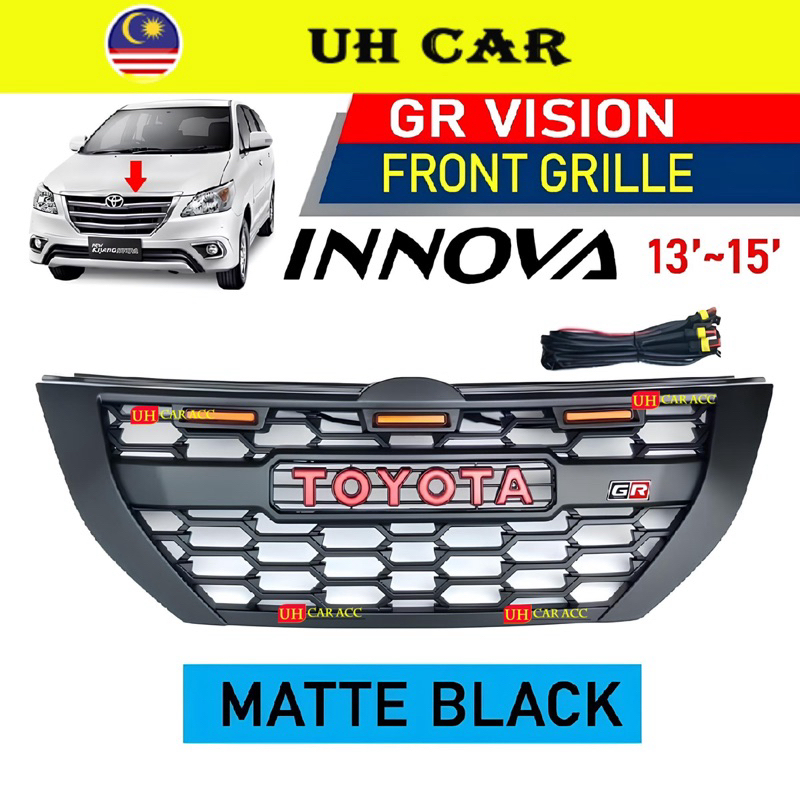 (GR) Toyota Innova 2013-2015 Front Bumper Grill Grille With Led Orange ...