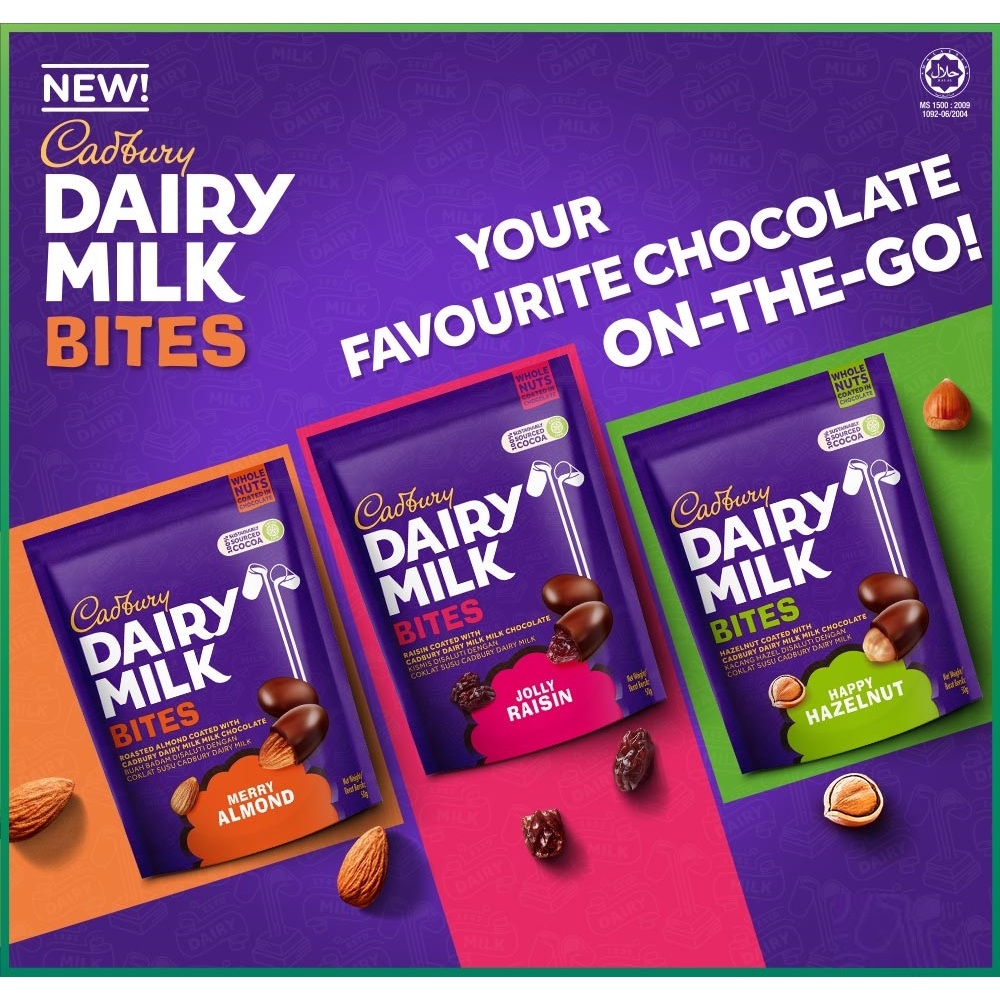 [3PKT BUNDLE] CADBURY DAIRY MILK BITES 50G (ALMOND / HAZELNUT / RAISIN ...