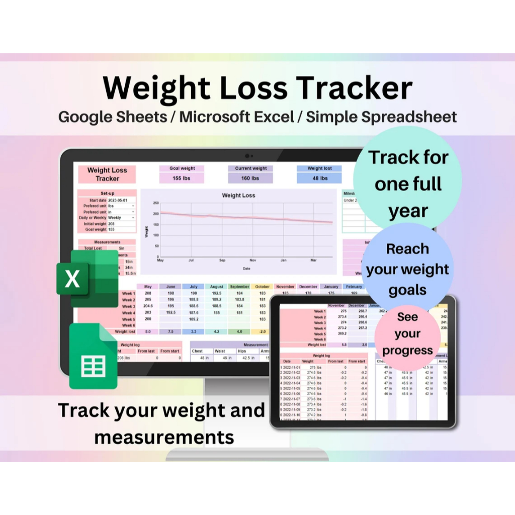 Weight Loss Tracker Spreadsheet Google Sheets Excel Weight Tracker