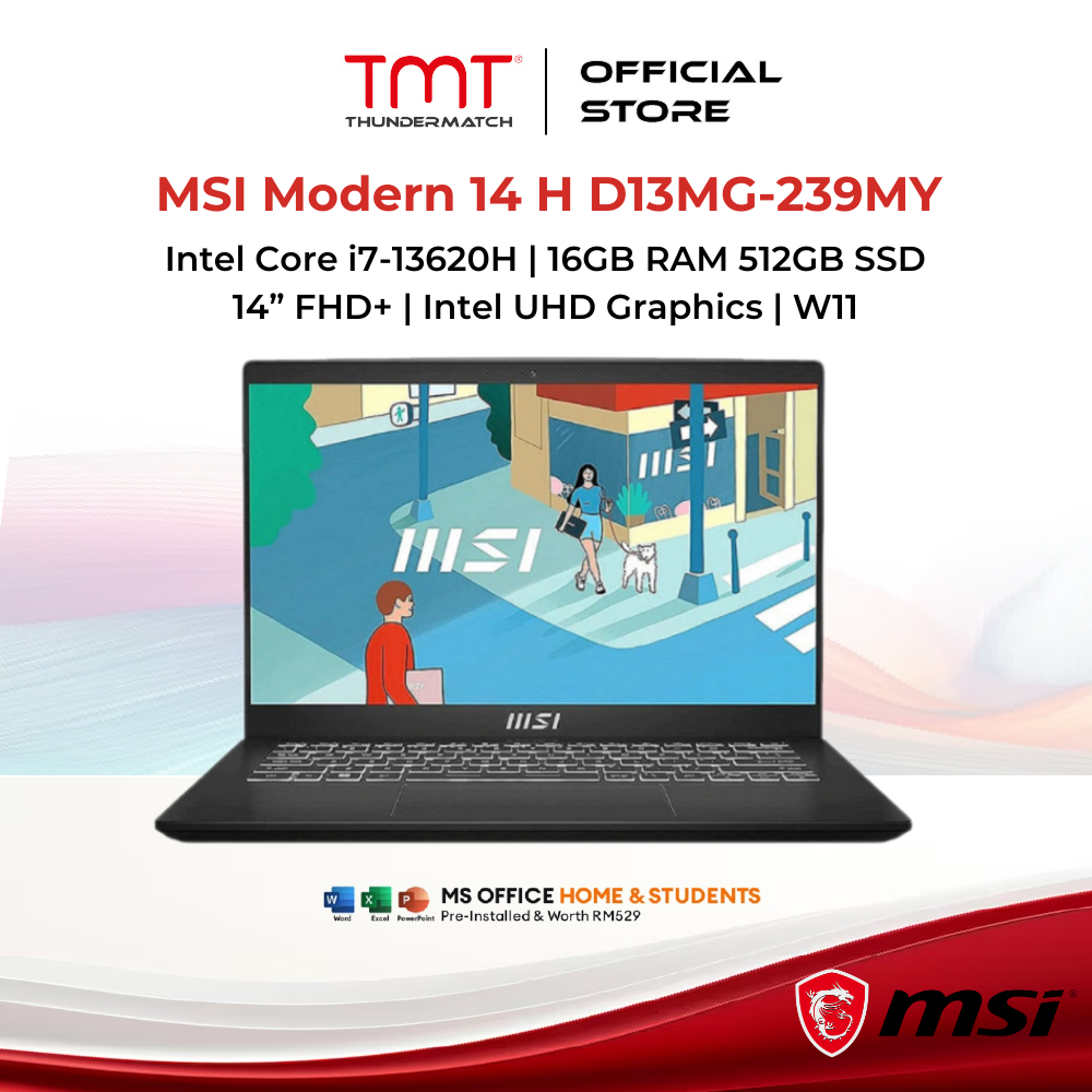 MSI Modern 14 H D13MG-239MY Laptop | i7-13620H | 16GB RAM 512GB SSD ...