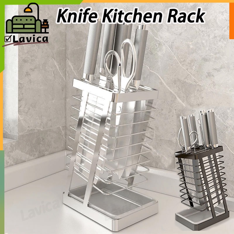 【MY】304 Stainless Steel Kitchen Knife Holder 不锈钢刀架 刀座收纳架 Storage Rack ...