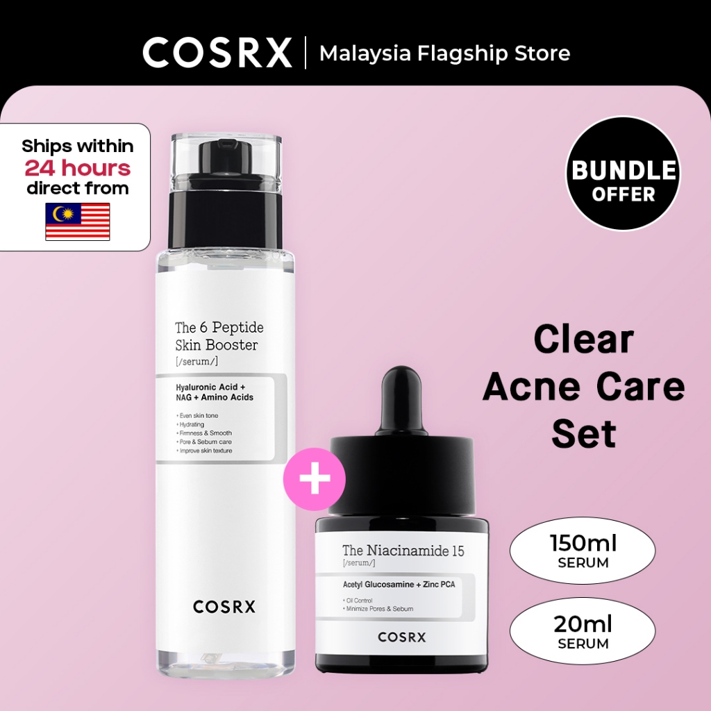 COSRX Clear Acne Care Set [The 6 Peptide Skin Booster Serum 150ml + The ...