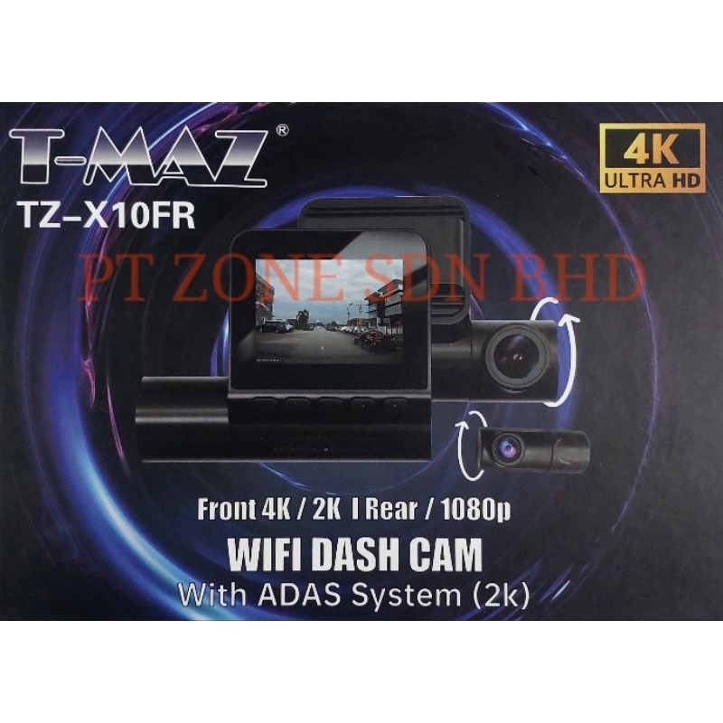 T-MAZ TZ-X10FR FRONT 4K DASH CAM REAR 2K, DUAL VISION WITH ADAS SYSTEM ...