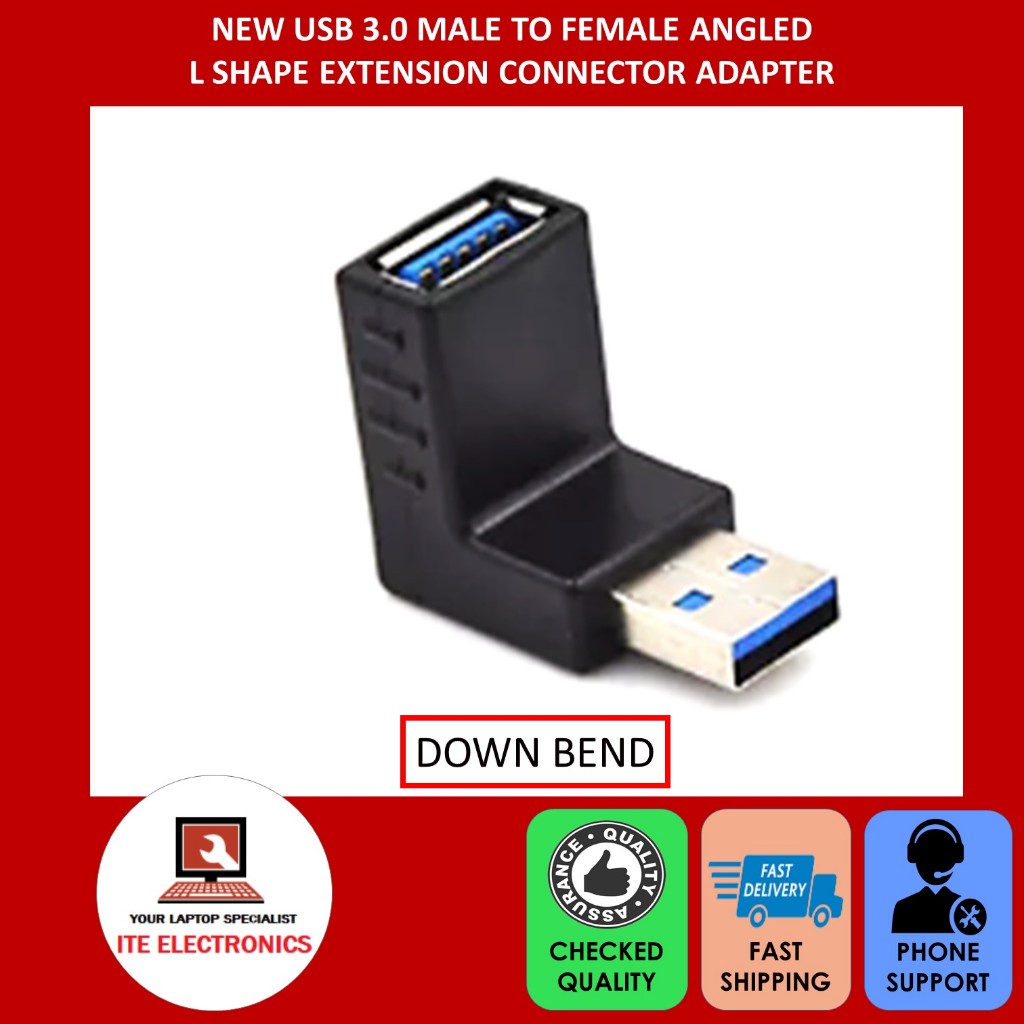 NEW USB 3.0 MALE TO FEMALE ANGLED L SHAPE EXTENSION CONNECTOR ADAPTER ...
