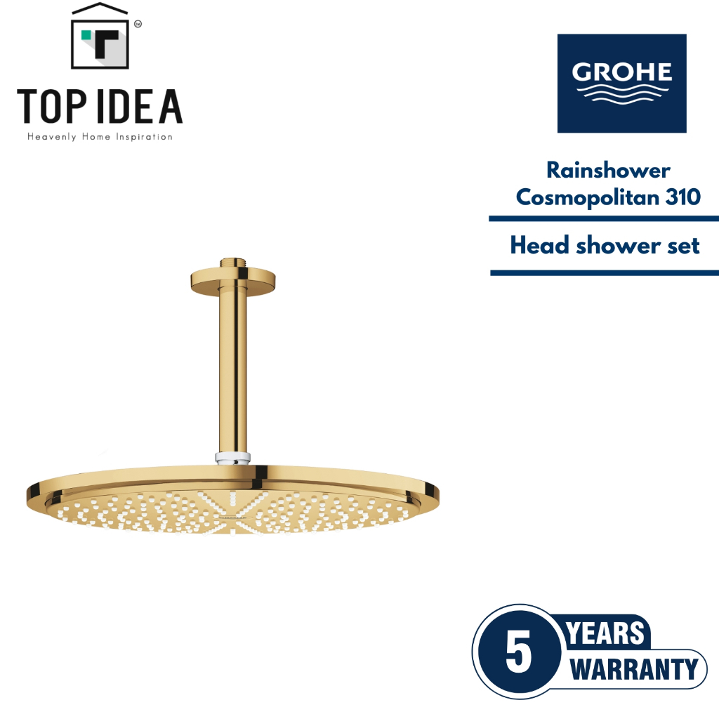 GROHE Rainshower Cosmopolitan 310 Head Shower Gold Ceiling Set | Brass ...