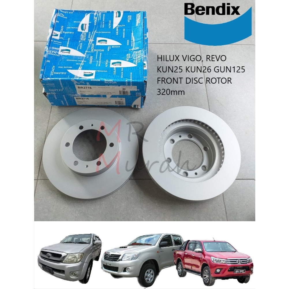 Original Bendix BR2716 Front Disc Rotor Toyota Hilux vigo KUN26 revo ...