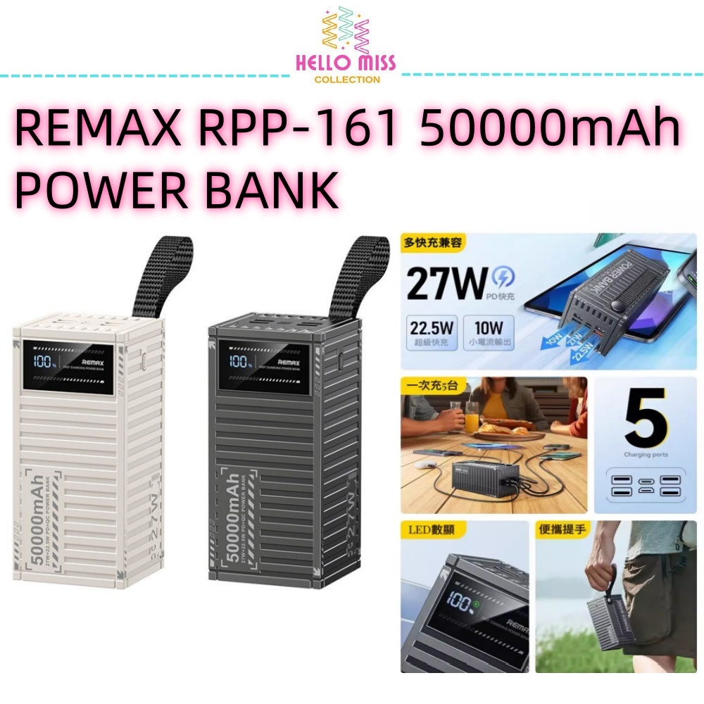 REMAX RPP-161 CONTAINER SERIES 50000mAh PD27W + QC22.5W POWER BANK ...