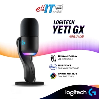 Logitech YETI GX Dynamic RGB Gaming Microphone with LIGHTSYNC RGB, Dynamic Supercardioid Mic Capsule, Smart Audio Lock