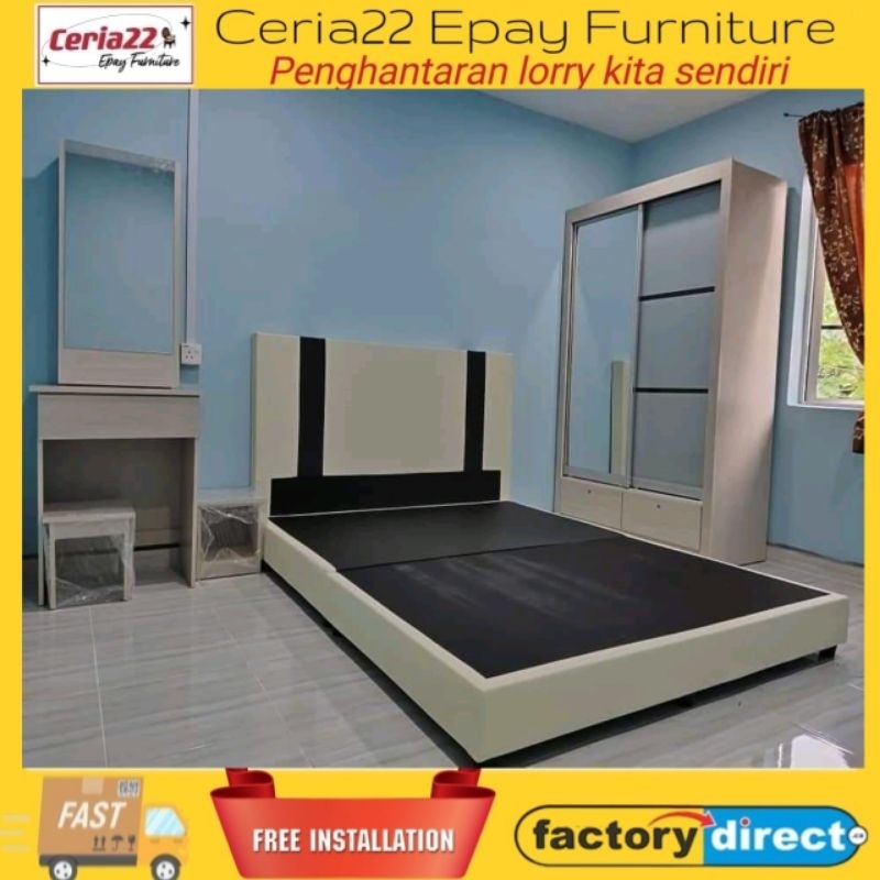 *[READY STOCK]4' x 6' Full Bedroom Set (4' x 6'Wardrobe+Divan Bed ...