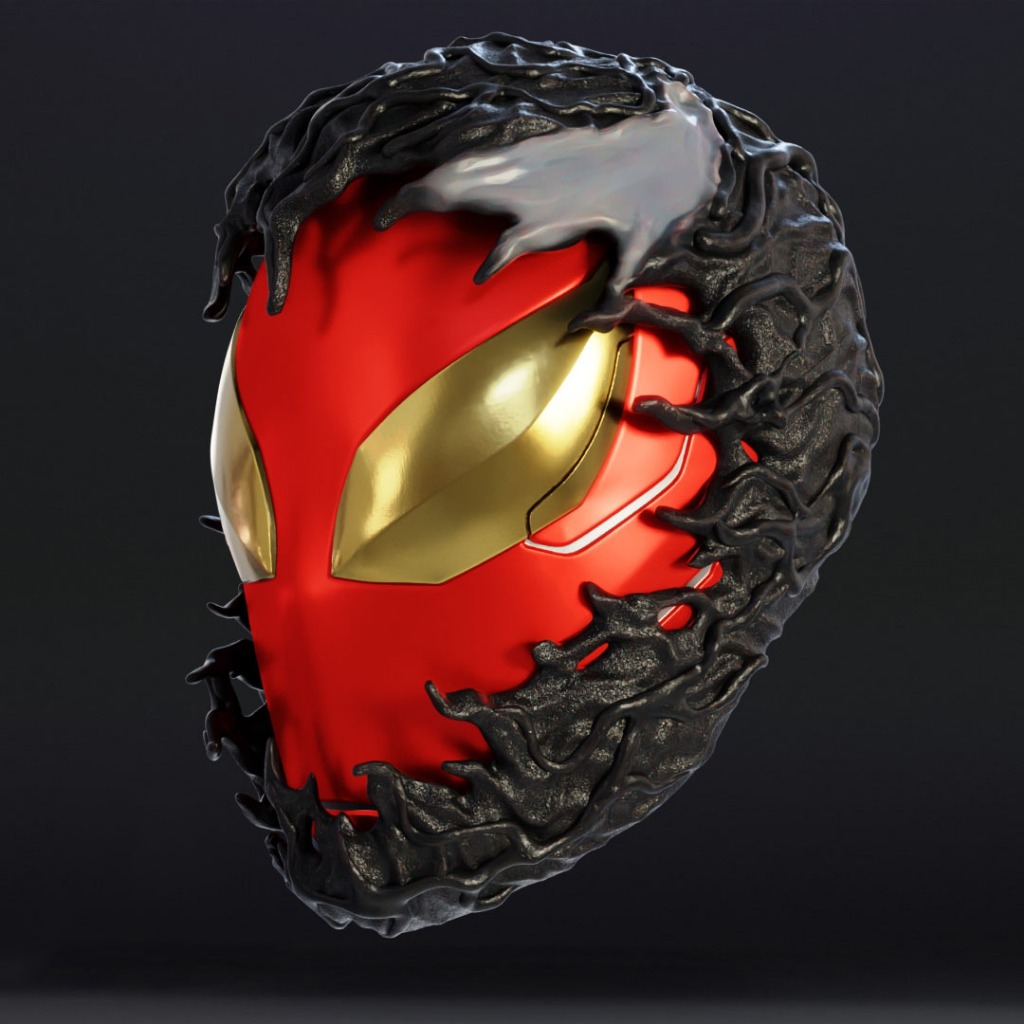 Venomized Iron Spiderman - Marvel Cosplay STL Files Helmet 3D Print ...