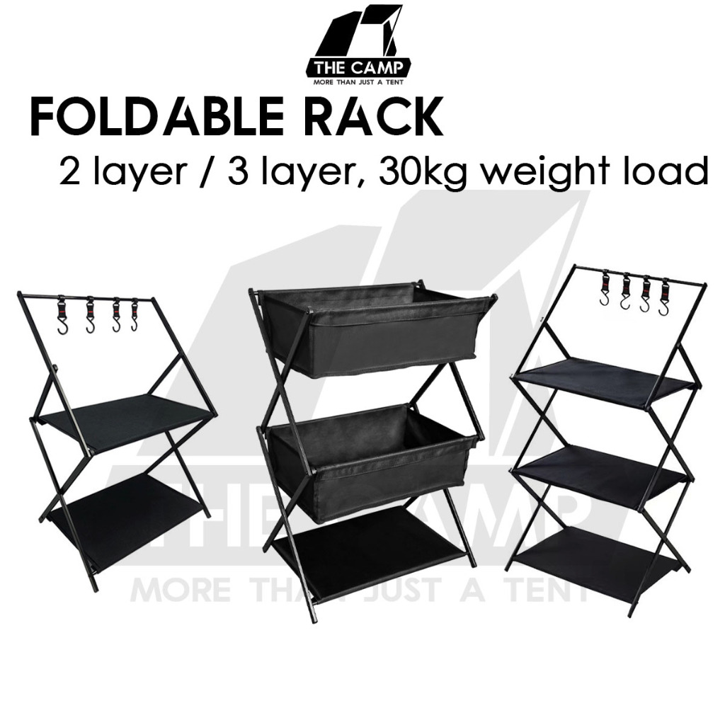 Camping Foldable Rack Basket 2 Layer 3 Layers Shelf Aluminum + Cloth ...