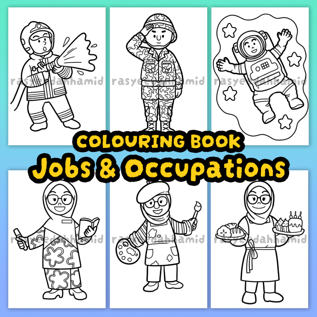 Job and Occupation | Profession Work Ambition | Colouring book | Buku ...