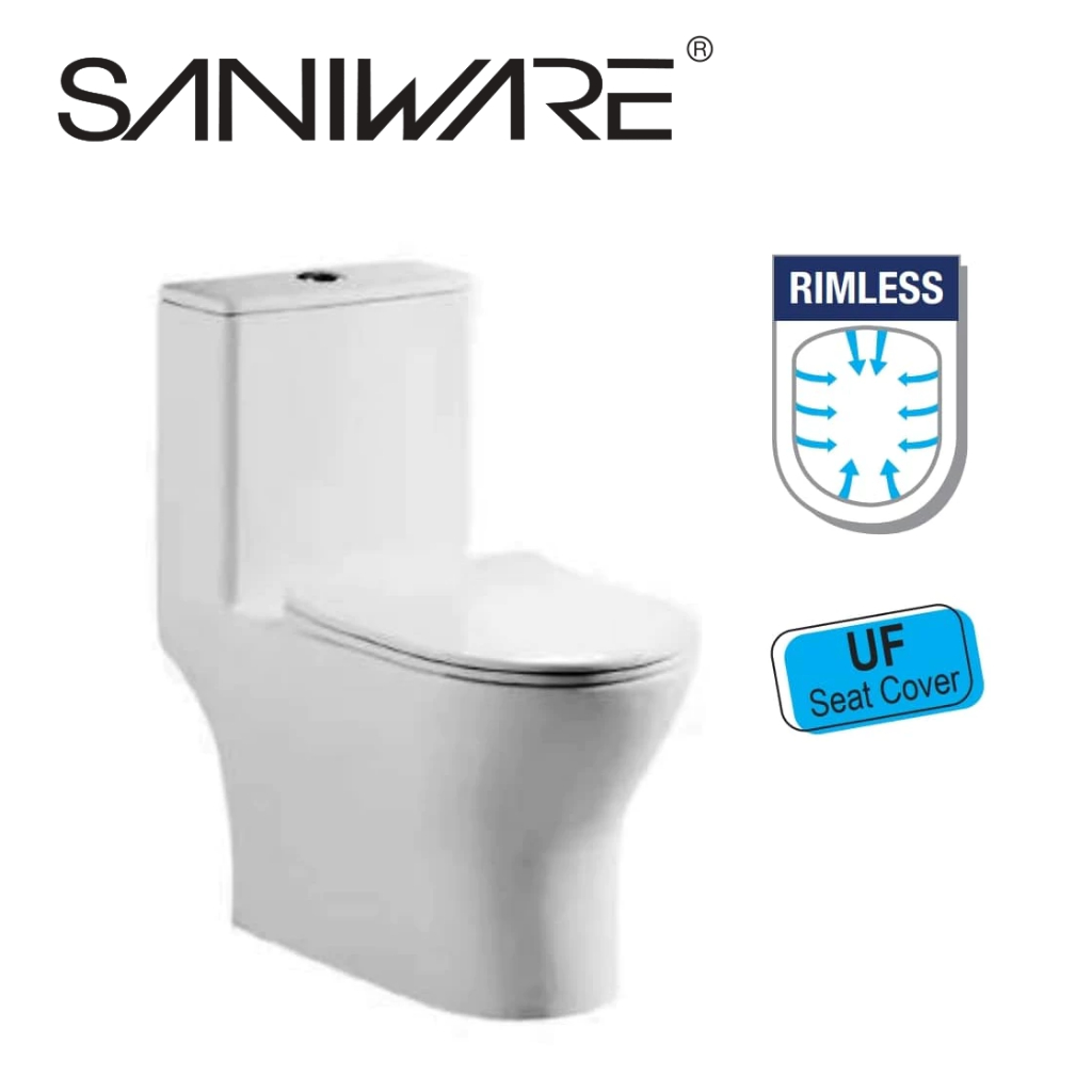 Saniware One Piece WC Toilet Bowl S-Trap Wash Down Water Closet 10 Inch ...