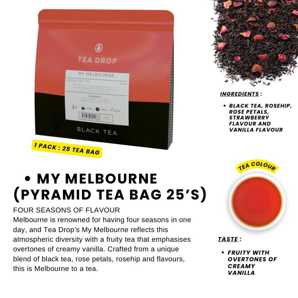 [ TEA DROP ] BLACK TEA PYRAMID TEA BAG SELECTION ( 1 PACKET , 25'S ...