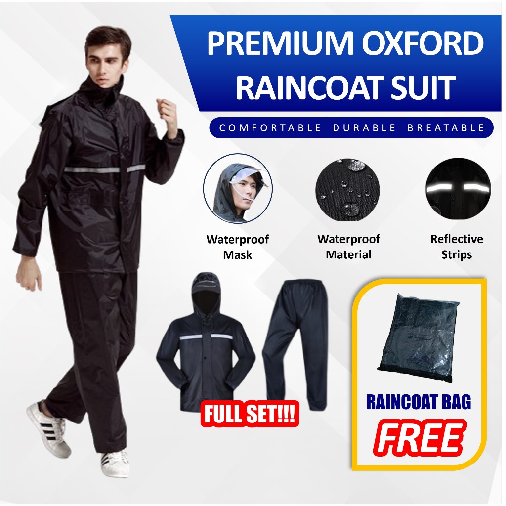 Shopee Choice Motorcycle Waterproof Rain Coat Suit Double Placket Rain Coat Jacket Rain Pants with 2 in Shopee Malaysia