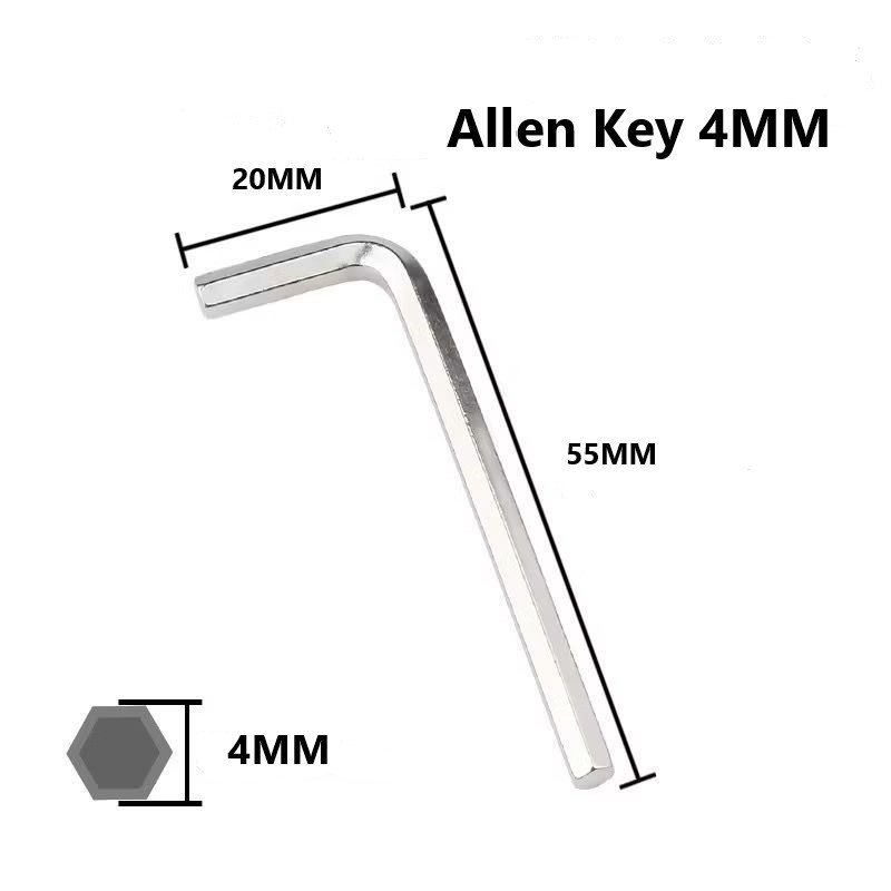 L Shape Short Arm 4mm Silver Colour Allen Key Spanner Spanar Elenkey ...