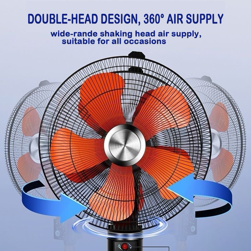18 Inch Kipas Industri Stand Fan Double Head Fan Household 5 Blades ...