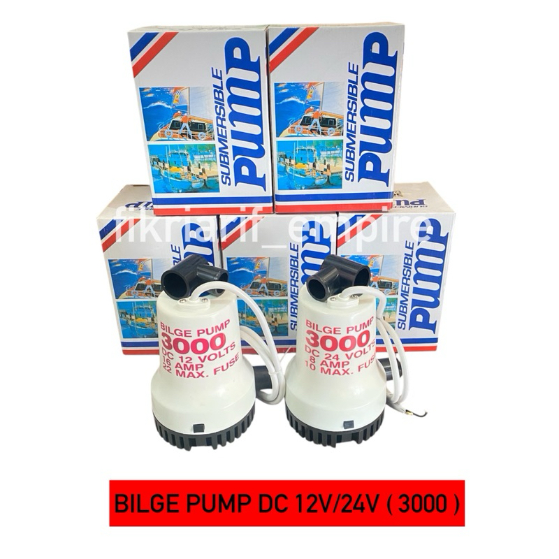 MARINE BILGE PUMP DC 12V/24V(3000) Pump Bateri Bot / SUBMERSIBLE WATER ...