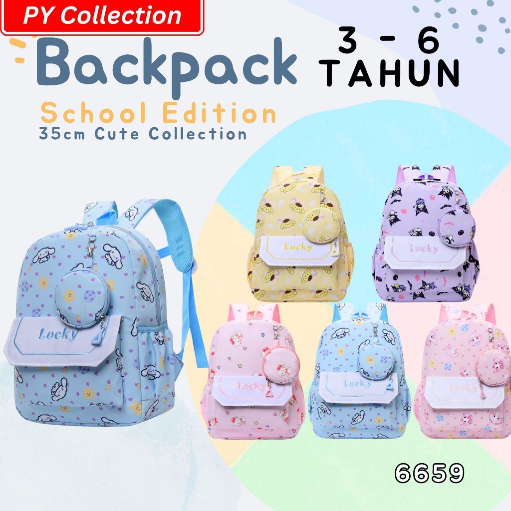 6659 Kids Tadika Backpack /3-6 Tahun 35cm Sanrio Design Kids Backpack ...
