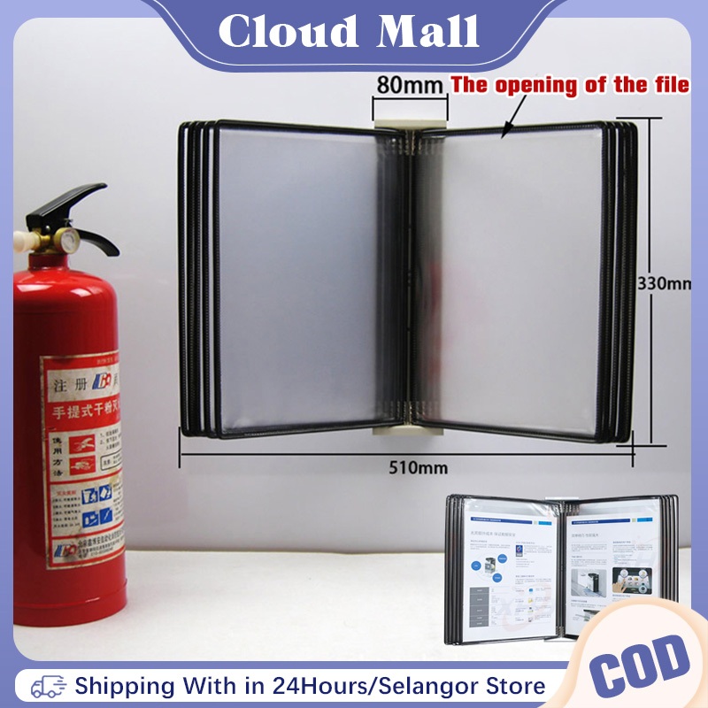 10 Pages Wall-Mounted File Rack A4 Size Black Wall Reference System ...