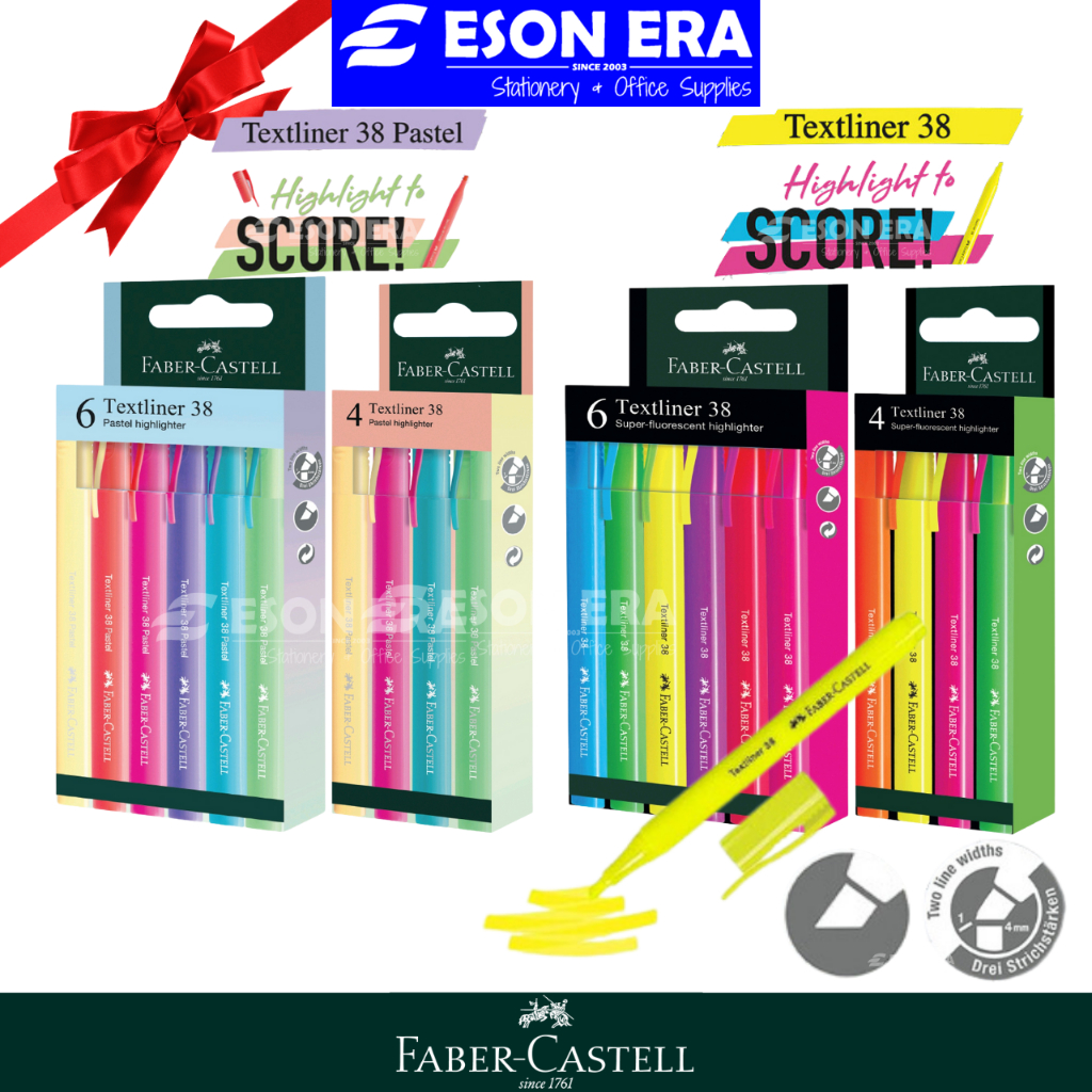 Faber-Castell Highlighter Textliner 38 Fluorescent / Pastel 4in1 & 6in1 ...
