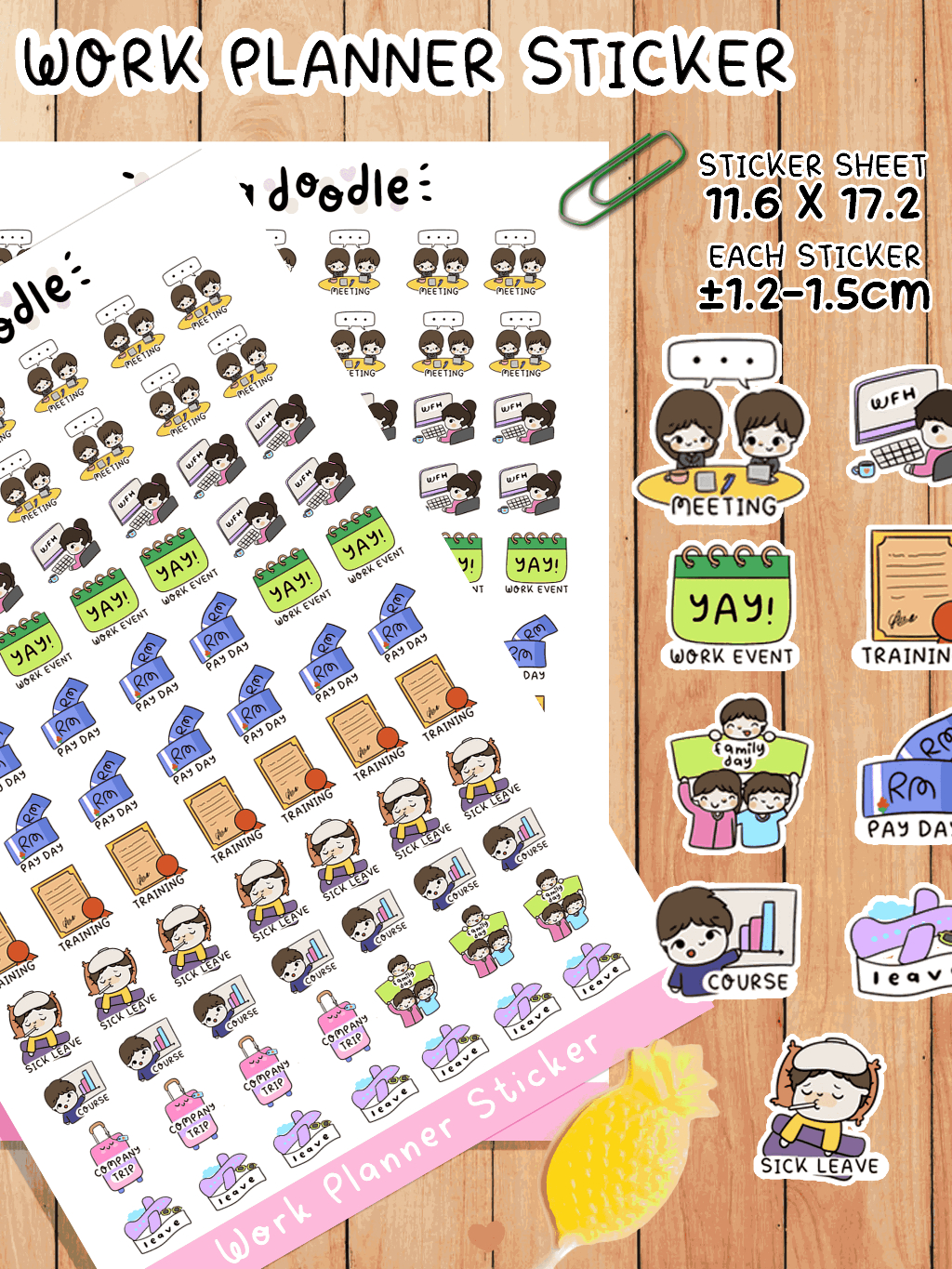 Work Planner Stickers Leave Sick Leave Journal Work From Home Meeting ...