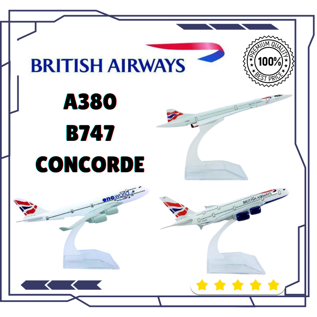 16cm British Airlines One World Concorde Airbus A380 Boeing B747 Metal ...