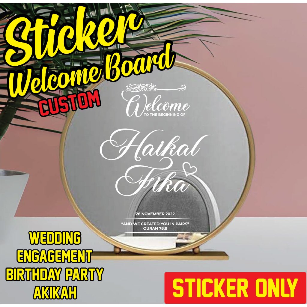Sticker wedding,welcome board,birthday custom | Shopee Malaysia