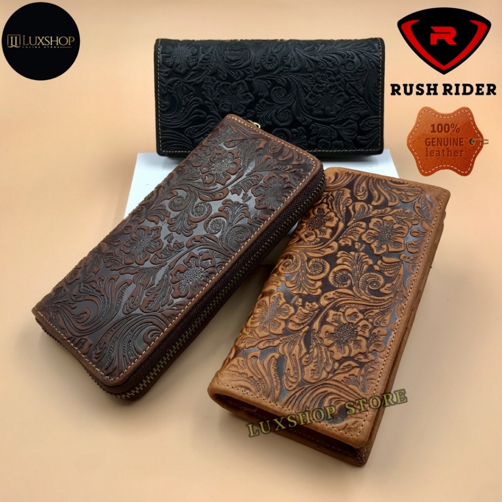 Rush Rider Long Wallet Zip Full Grain Cow Leather Purse Dompet Kulit ...
