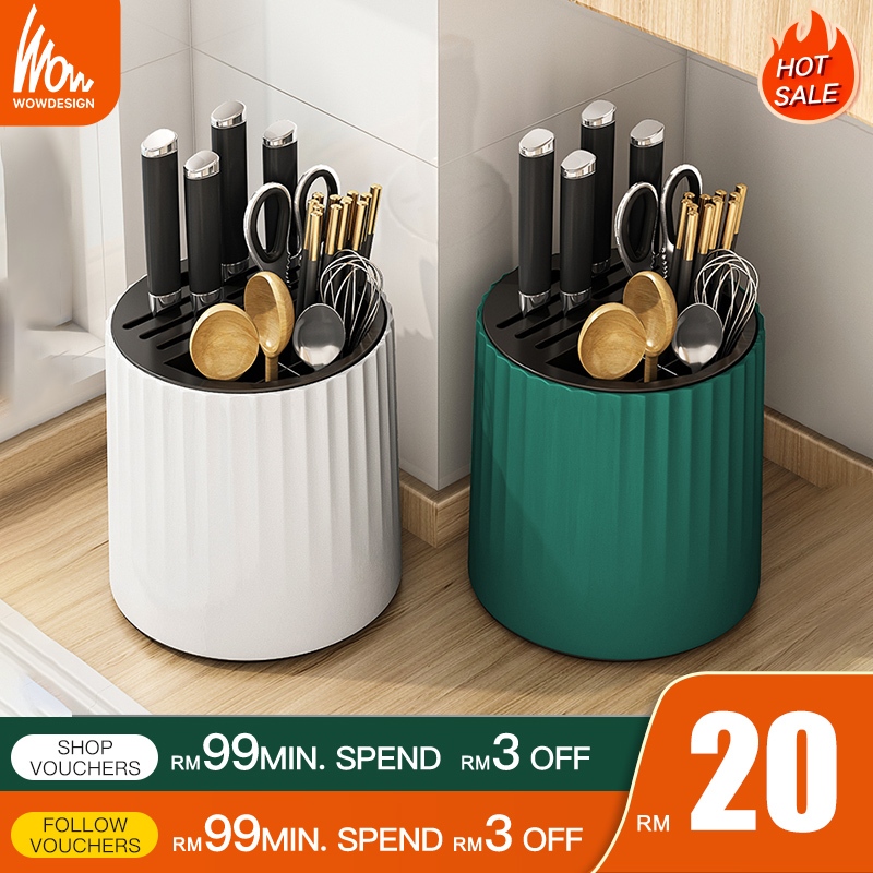 Kitchen Rack Cutlery Holder 360° Rotating Multifuntion Plastic Knife ...
