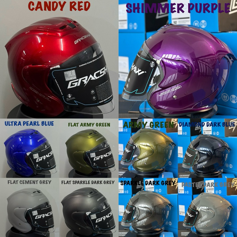 GRACSHAW G919I G919 GLAZZO PLAIN HELMET PLAIN COULOR Shopee Malaysia