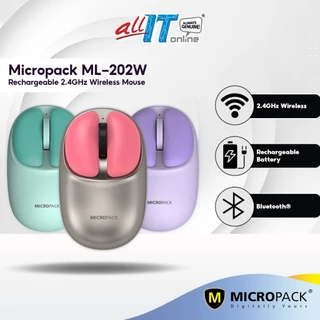 Micropack ML-202W 2.4GHz Wireless Mouse, Bluetooth Mouse with Silent Clicks, Rechargeable Battery, Magnetic Keycaps