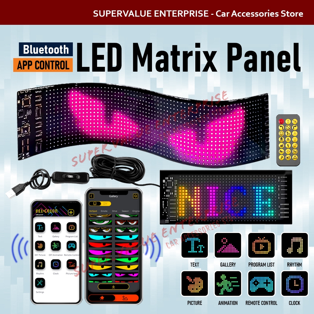 LED Matrix Pixel Panel Bluetooth APP Animated Devil Eyes RGB Display ...