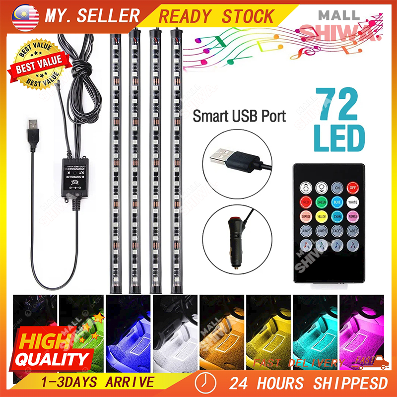 Car RGB Ambient Light LED Auto Foot Strips with USB Cigarette ...