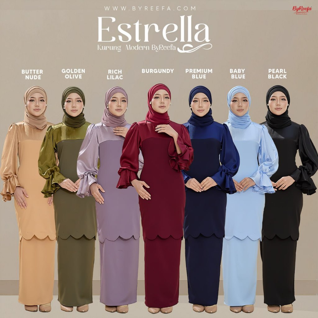 ByReefa | Kurung Moden ESTRELLA | Tangan Belon & Ruffle | Kain Susun ...