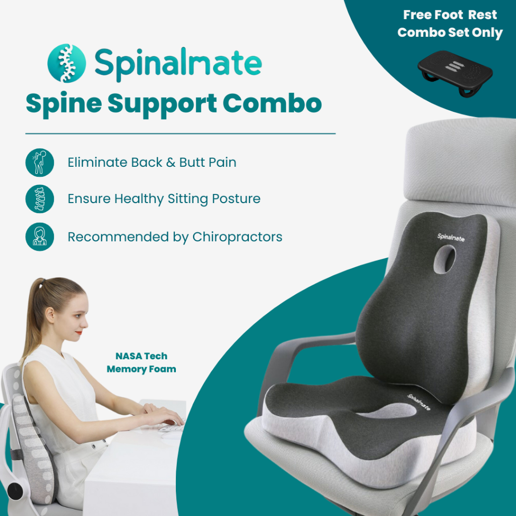 Spinalmate Premiere Ergonomic Spine Support Combo Cushion - Back Waist ...