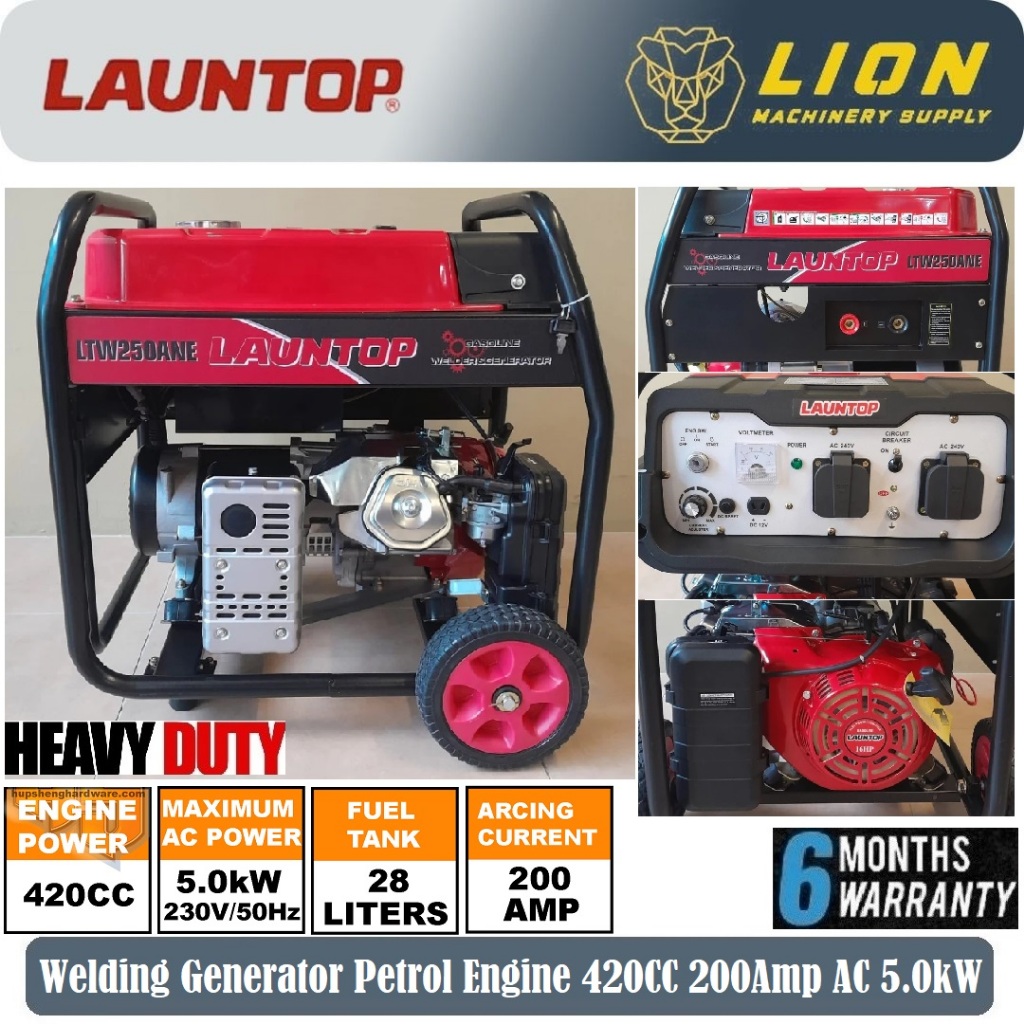 Launtop LTW250ANE Welding Generator Petrol Engine 420CC 200Amp AC 5.0kW ...